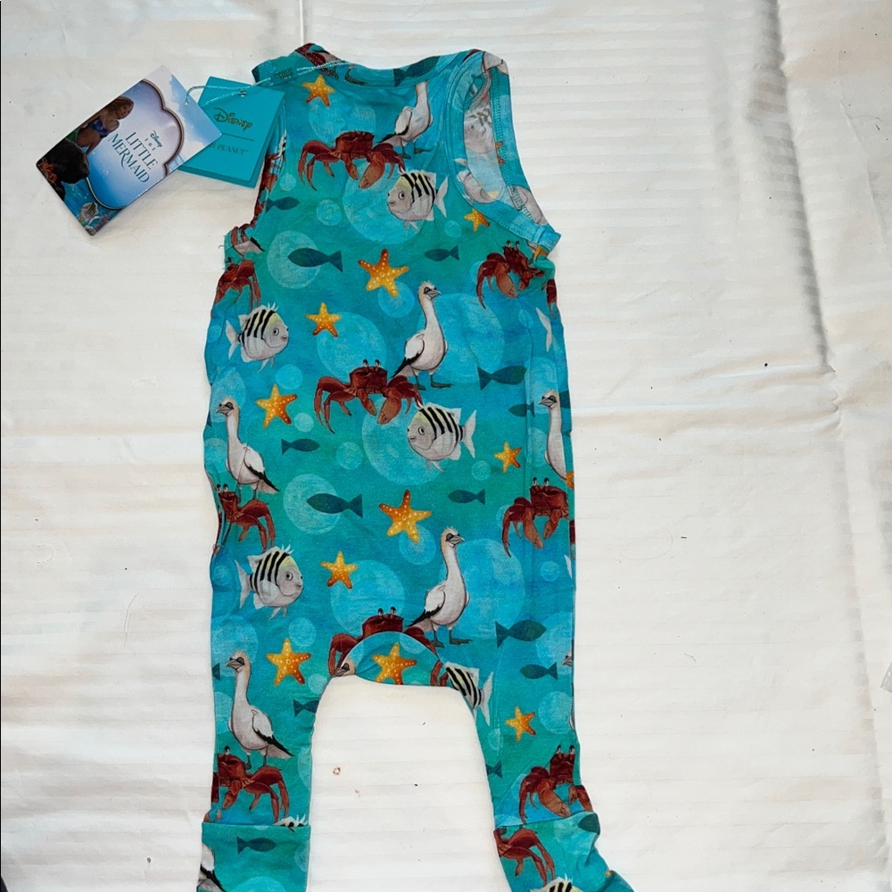 Posh Peanut LITTLE MERMAID Beach Buddies Racer ack Romper 3-6 mo